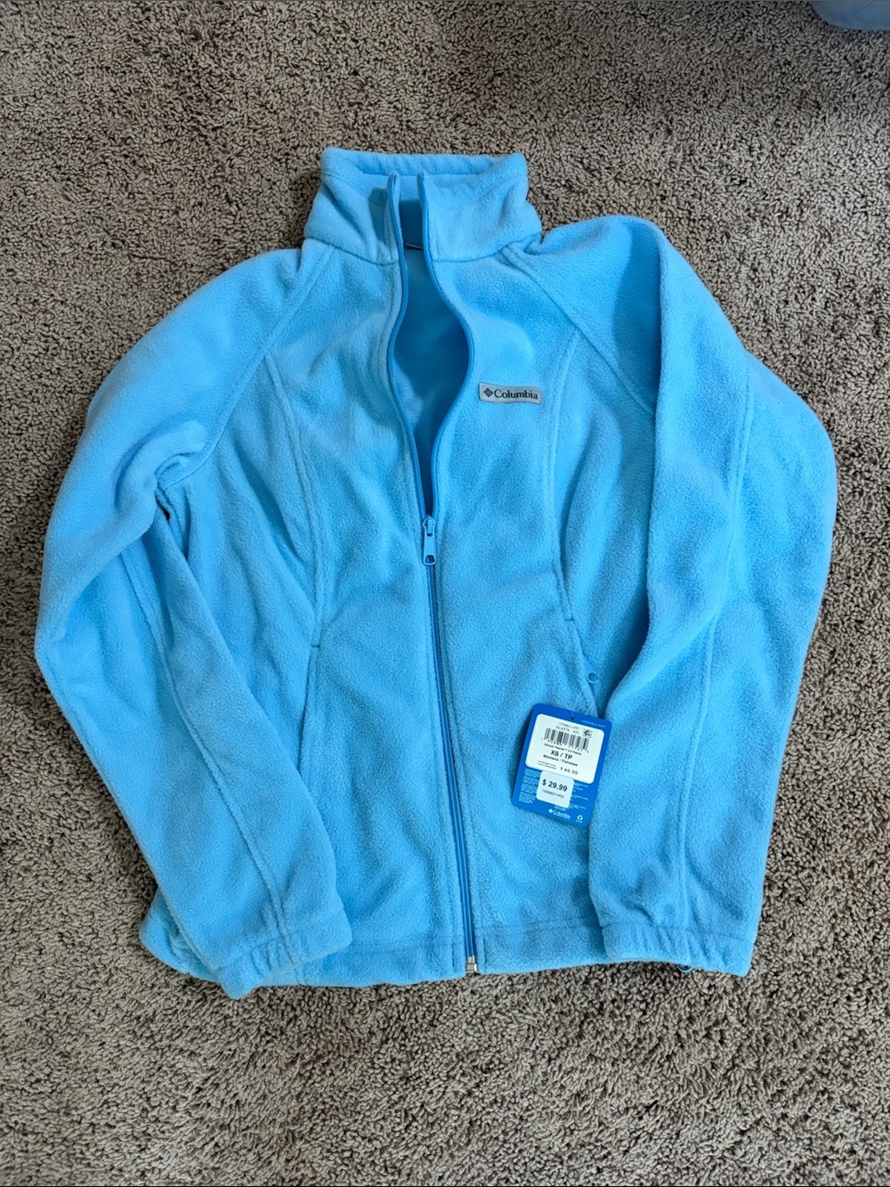 Columbia Light Blue Full-Zip Fleece Utility Jacket